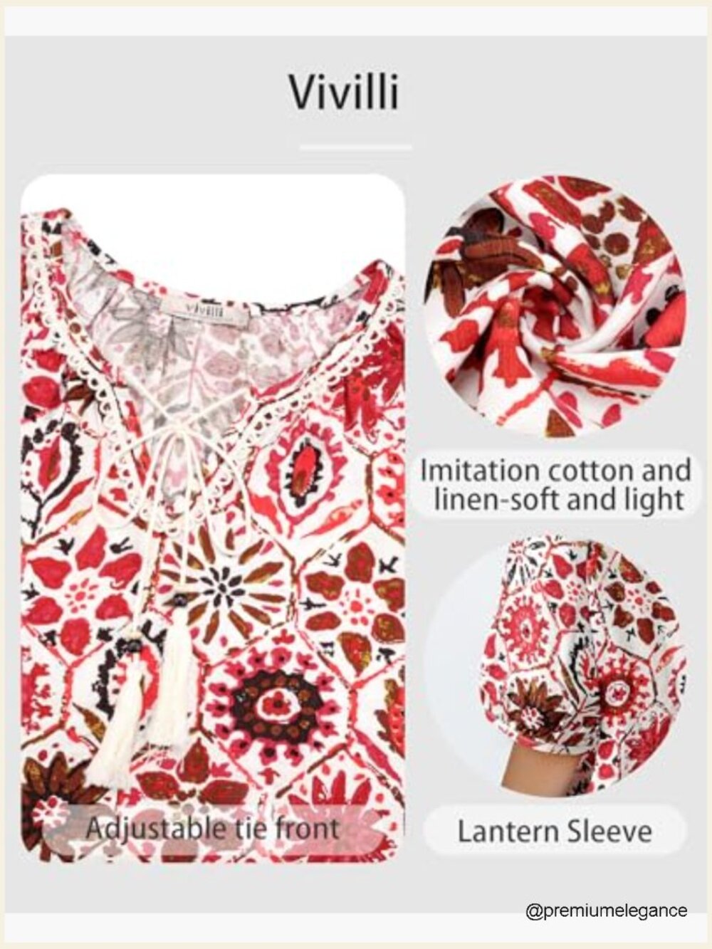 Boho Floral Print Tie Front Blouse Short Sleeve Vacation Top - Picture 6 of 7